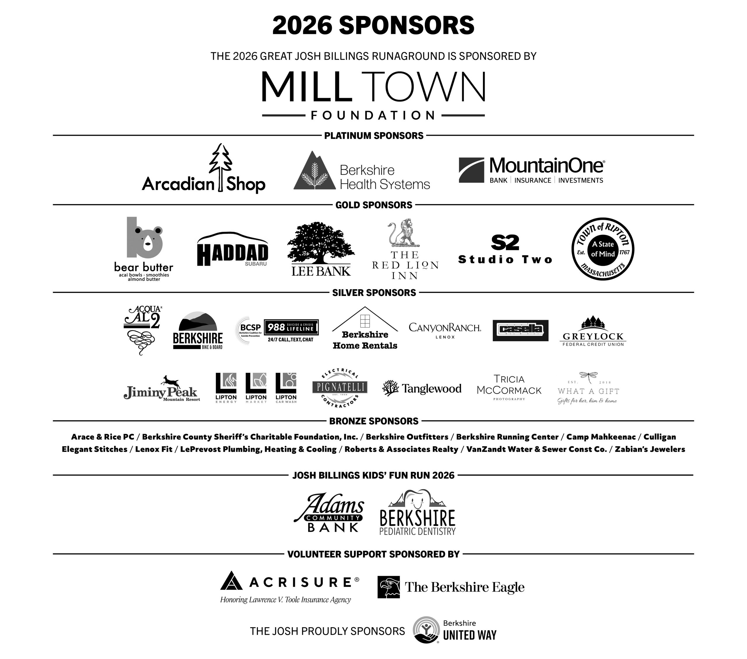 Josh 2026 sponsors